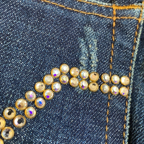 Red Valentino Crystal Encrusted V Logo Signature Jeans Never Used - Picture 12 of 16